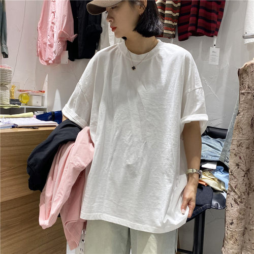 TYJR宽松纯棉短袖T恤女2024新款
