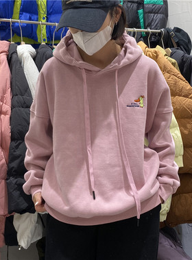 TYJR 冬季新款女装韩版宽松休闲长袖连帽刺绣加厚加绒卫衣女3569