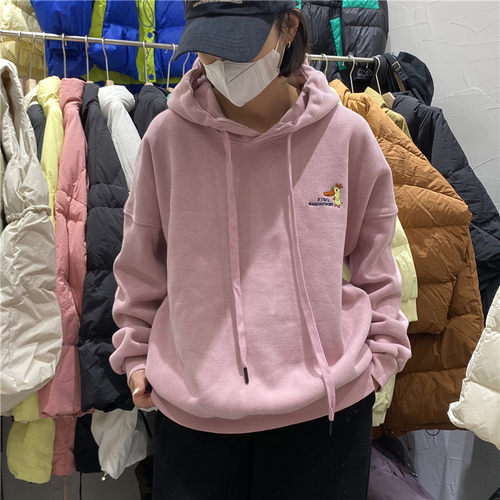 TYJR宽松休闲加绒加厚连帽卫衣女