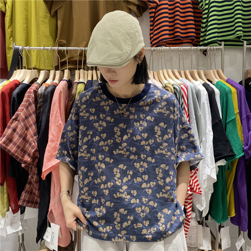 TYJR夏季新款宽松印花短款T恤女