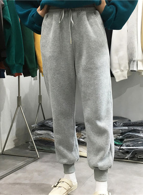 TY1980冬季新款2023松紧腰宽松显瘦加绒加厚休闲束脚卫裤女215571