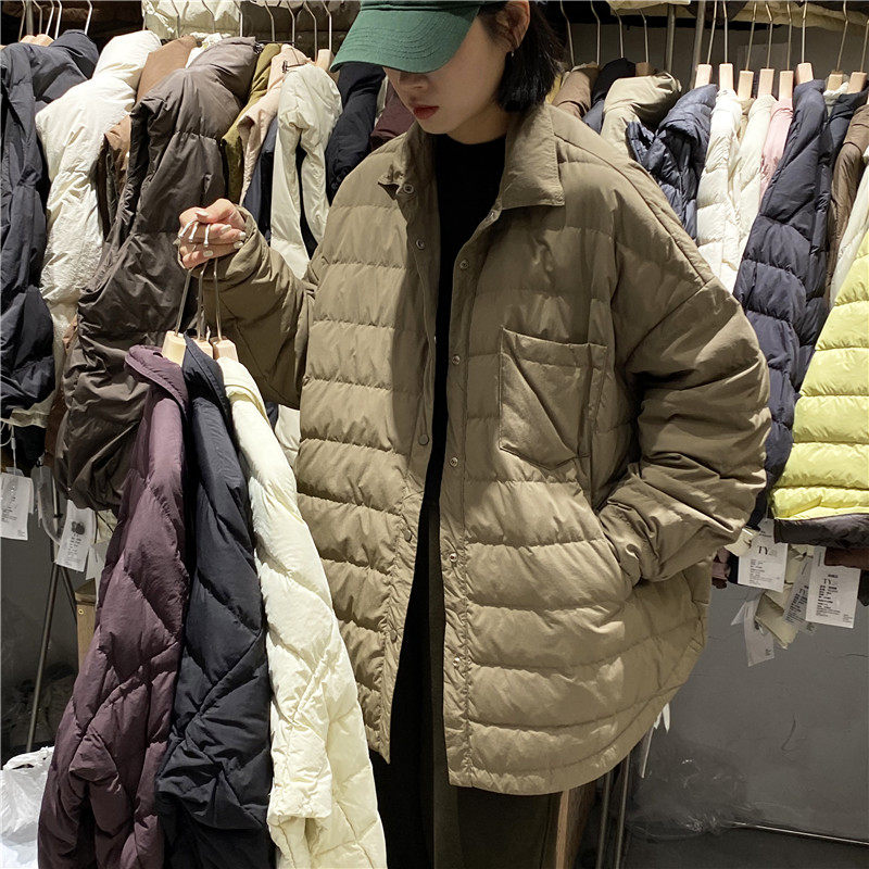 TYJR 冬季新款2024韩版宽松休闲时尚衬衫式轻薄羽绒服外套女95730