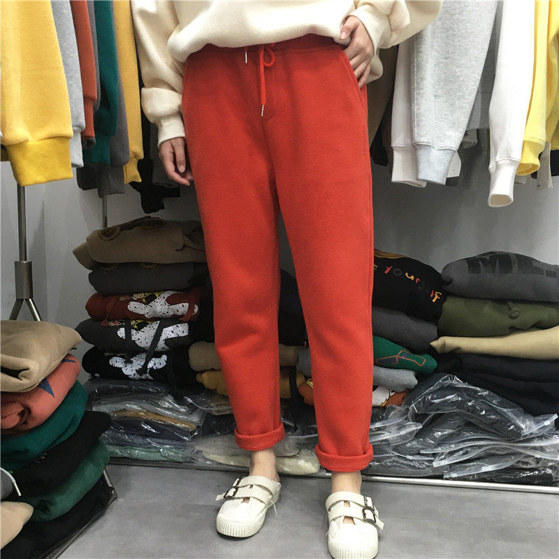 tang宽松显瘦加绒加厚直筒休闲裤