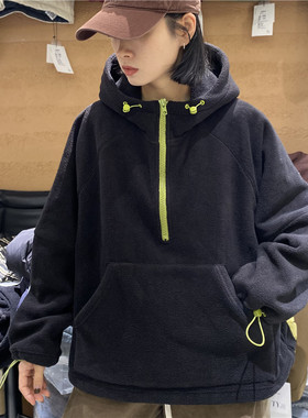 TYJR 冬季新款2025韩版宽松休闲时尚连帽羊羔毛卫衣外套女55905