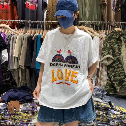 TYJR韩版宽松短袖印花T恤女上衣