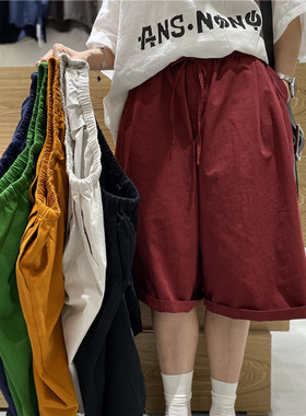 TYJR 裤子夏季新款2025宽松百搭松紧腰时尚休闲阔腿裤短裤女55337