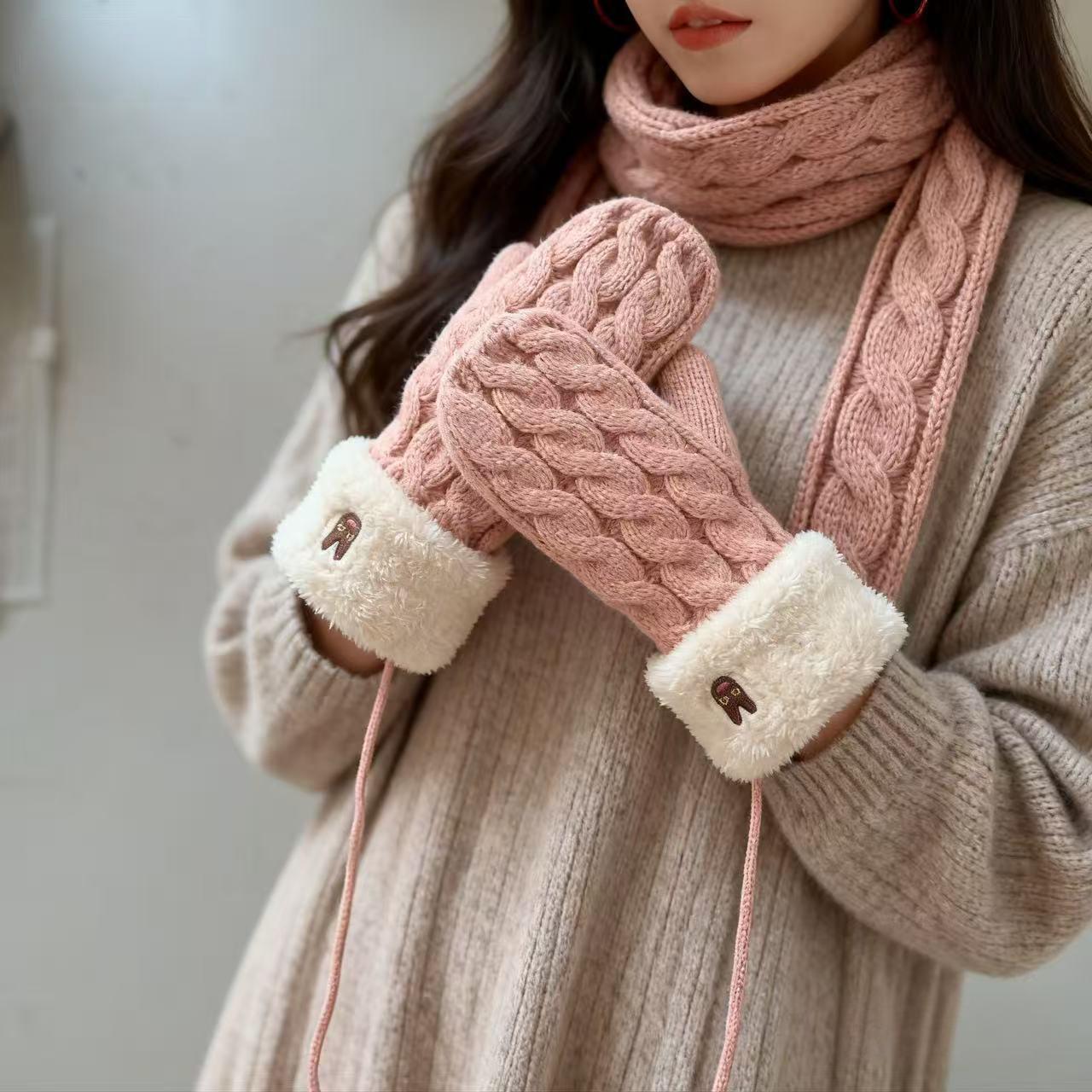 2025新款加厚骑行防风保暖全包防寒手套女学生冬季加绒连指手套棉