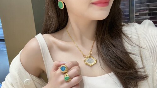 禾美珠宝 足金 999 镶嵌款项链戒指