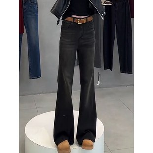 腰弹力微喇牛高仔裤 20年25春季 胖mm显瘦长显腿直筒阔 女装 大HKF码