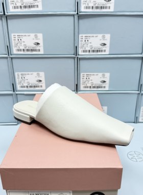 胎羊皮法式简约女外穿内增低跟包头半拖鞋通勤女鞋7036明灰B10