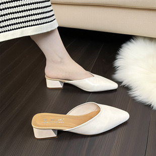 女网红凉拖外穿2026新款 鞋 粗跟百搭时尚 32小码 尖头包头31码 试衣鞋