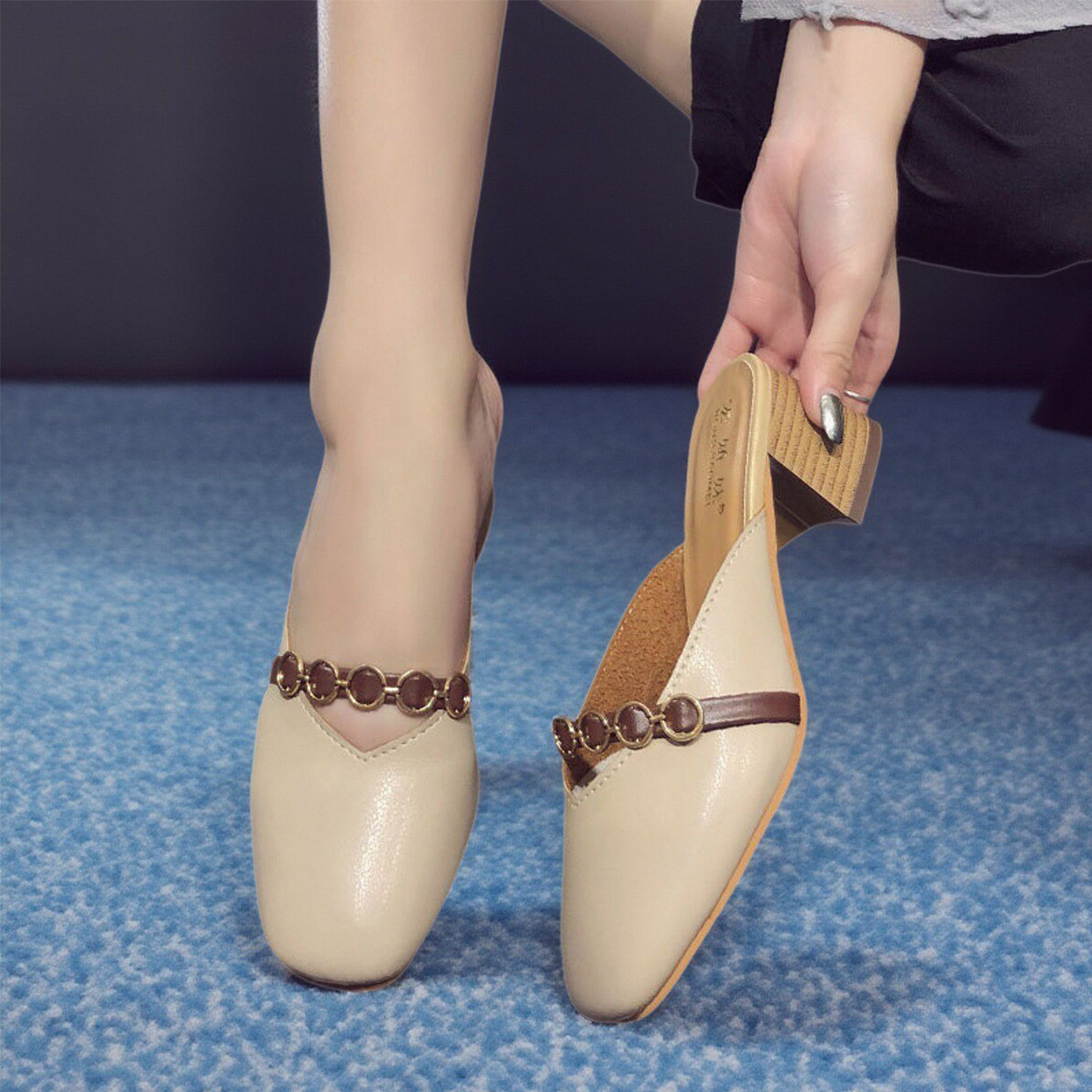 网红包头新款外穿时尚百搭半拖鞋