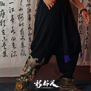 原创中国风国潮纯棉宽松落裆休闲裤 龙门长裤 仟尺秋冬新品 衫