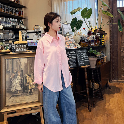 W622轩辰春夏大码女装通勤风职场衬衫胖MM弧摆气质休闲风宽松衬衣