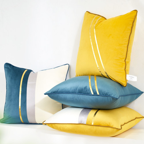 客厅样板房拼色轻奢沙发抱枕靠垫