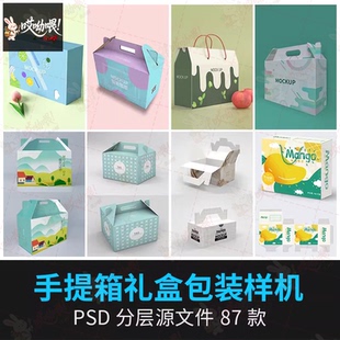 礼盒手提箱卡扣纸箱五谷干果水果包装展示提案样机PSD设计素材PS