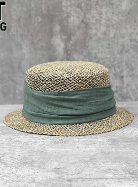 香港I.Tgreg女士法式复古镂空编织帽时尚出游短檐草帽时尚海草帽