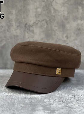 香港I.Tgreg百搭字母贝雷帽女秋冬休闲平顶帽子文艺复古鸭舌帽潮