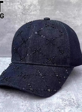 香港I.Tgreg2026新款女格纹亮片水洗棉棒球帽时尚百搭男鸭舌帽子