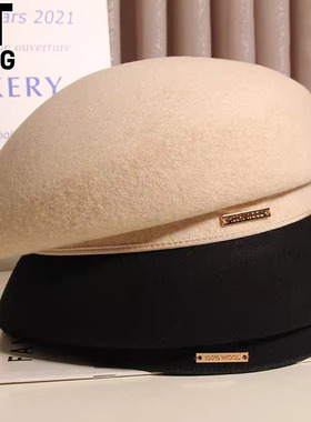 香港I.Tgreg帽子女秋冬优雅百搭羊毛呢贝雷帽复古鸭舌帽毛呢毡帽