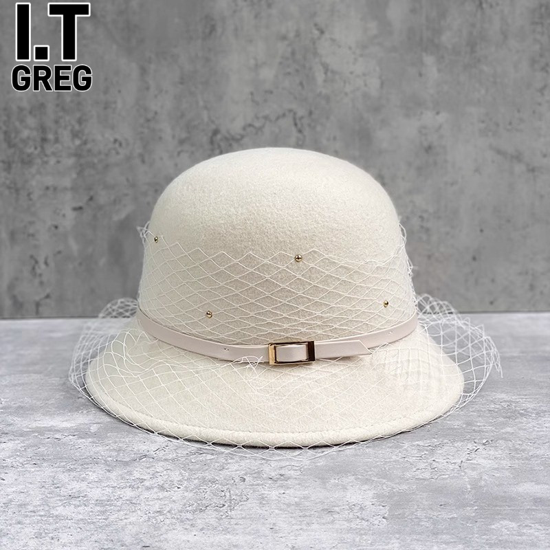 I.TGREG网纱复古优雅礼帽女
