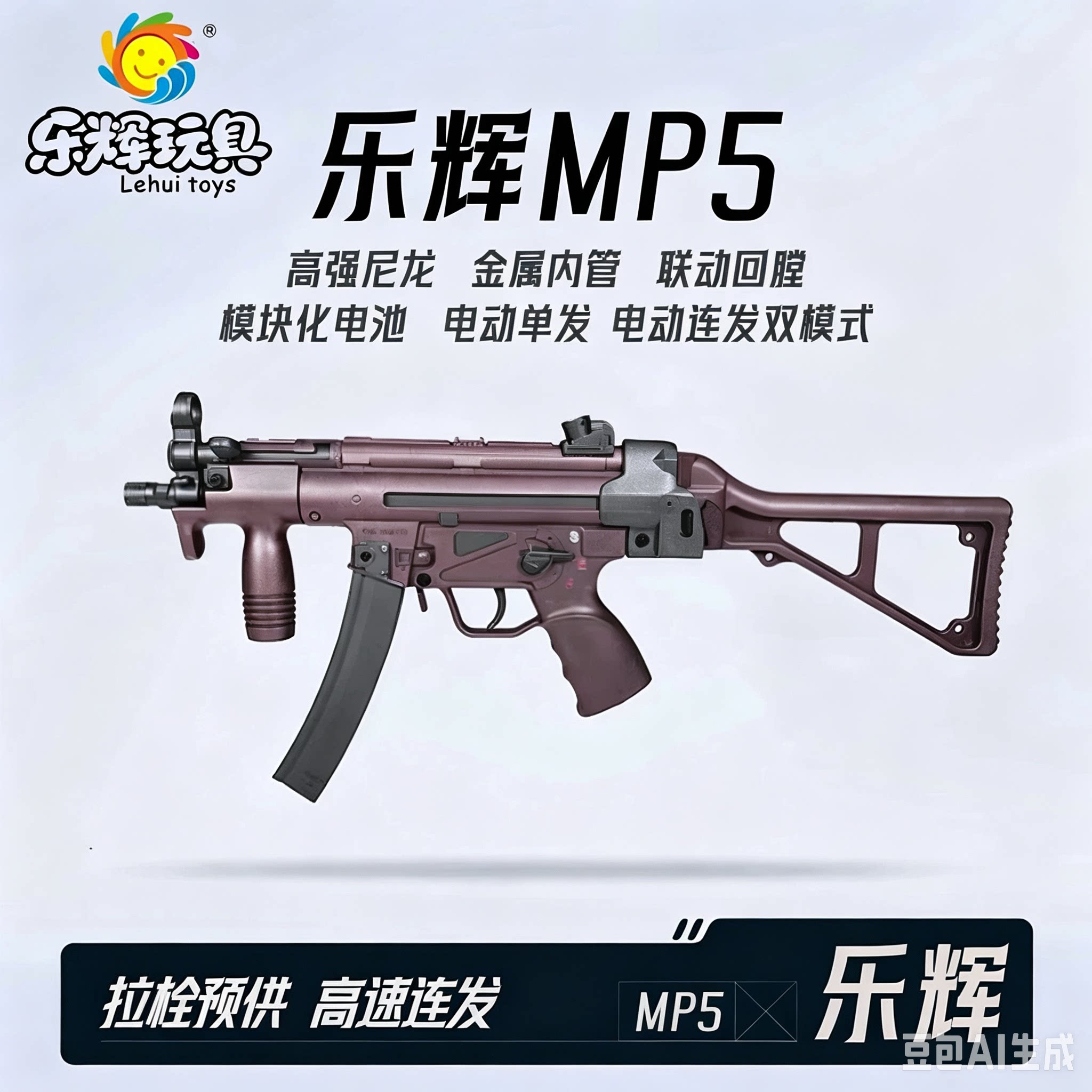 乐辉MP5电动连发发射器冲锋玩具枪儿童青少年MP5K真人吃鸡CS模型图片