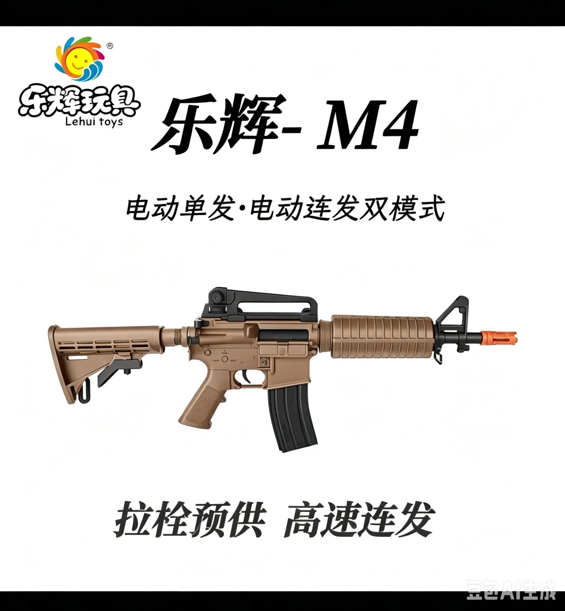 乐辉M4手自一体儿童玩具枪彩盒包装儿童节假日礼物吃鸡cf超市同款