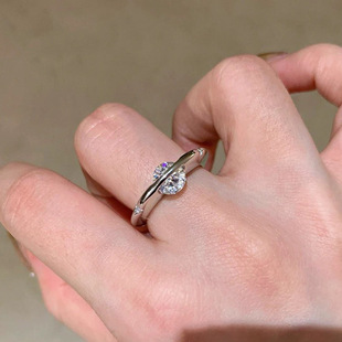 s925纯银星球行星哑光戒指可转动镶钻白玉髓小众新中式气质戒圈女