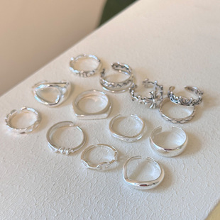 尾戒合集s925通体纯银小拇指指环叠戴戒指银饰韩国小众设计不掉色
