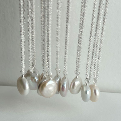 巴洛克珍珠纯银项链波光粼粼