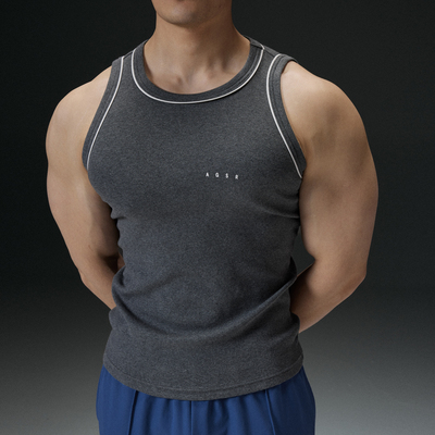 AFTERGLOW春夏显大镶边织带健身背心 重磅超弹透气修身运动汗衫