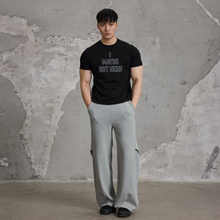 通勤修身 AFTERGLOW正肩 基础圆领TEE 夏季 标语印花短袖 HOT NERD