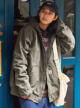 弹跳潮人Carhartt卡哈特104050水洗帆布重磅美式连帽夹克外套J130