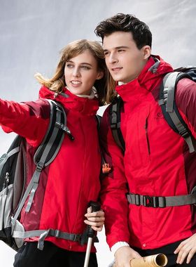 探拓新款冲锋衣男女三合一可拆卸加绒加厚防风防水滑雪服装工装