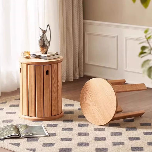 北欧橡木全实木套凳叠叠乐圆凳组合餐凳收纳凳边几可叠加