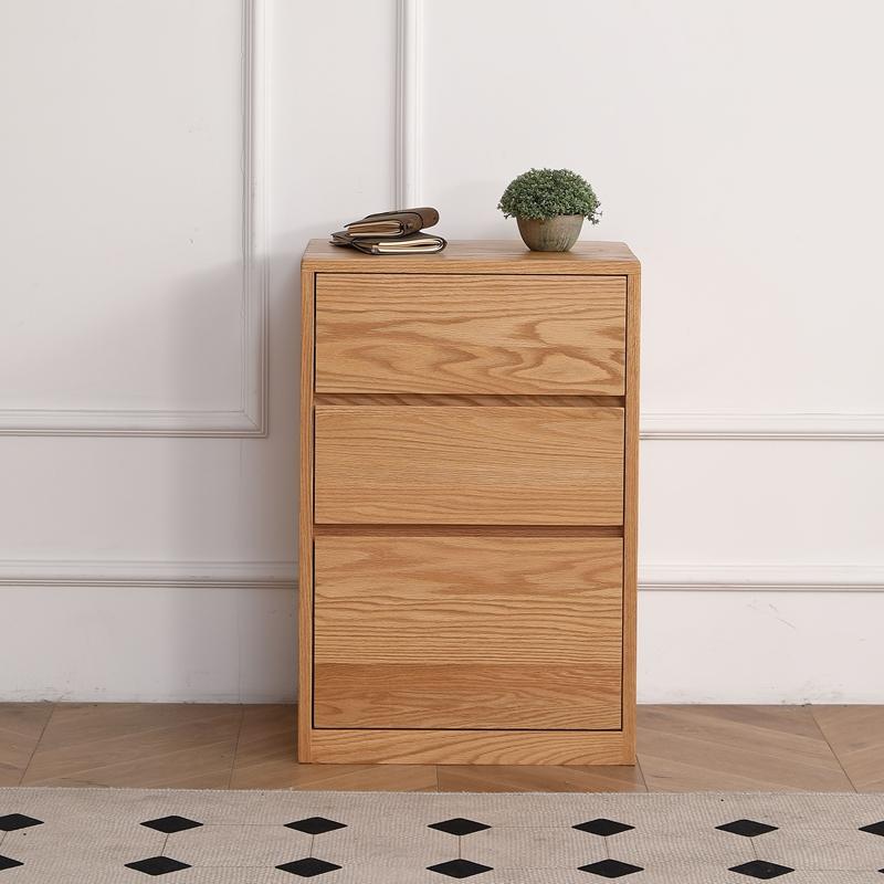 工厂直销全实木三抽斗柜高床头柜卧室灯桌小储物柜边柜橡木抽屉柜