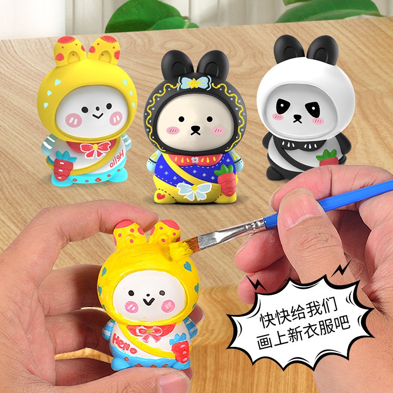 涂鸦玩具兔子亲子石膏