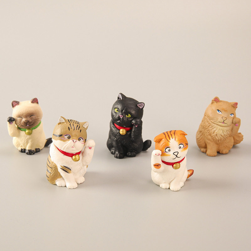 蠢萌小猫咪公仔摆件招财猫手办动漫周边卡通猫扭蛋公仔玩具呆萌