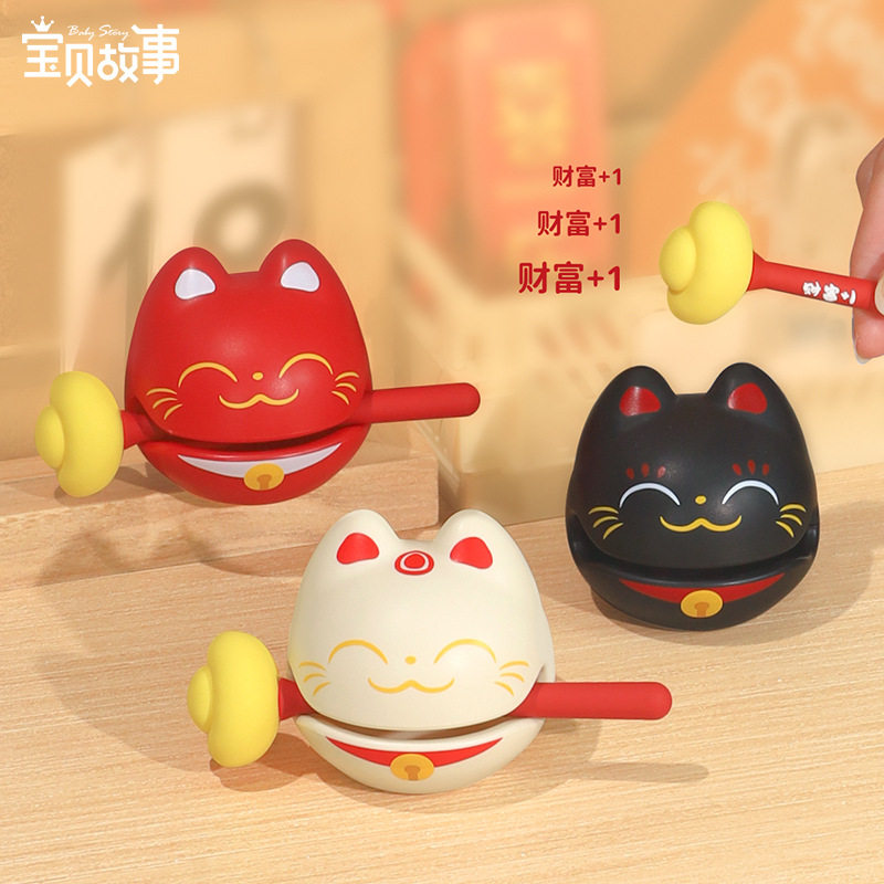 正版减压办公室小木鱼摆件解压敲打工位客服情绪控制治愈佛系礼物