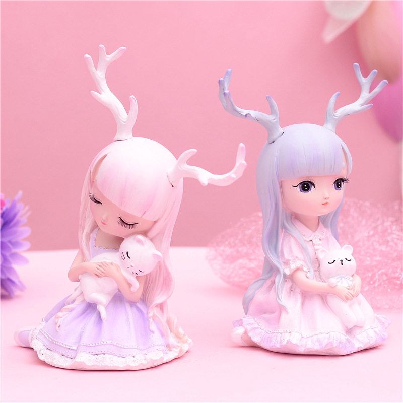 幽境之鹿少女心摆件女生粉色儿童房轻奢装饰娃娃儿童小孩生日礼物