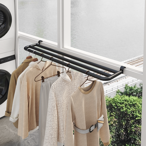 阳台晾衣架窗框卧室衣架晾衣神器家用凉衣服杆子挂窗不占地挂衣杆