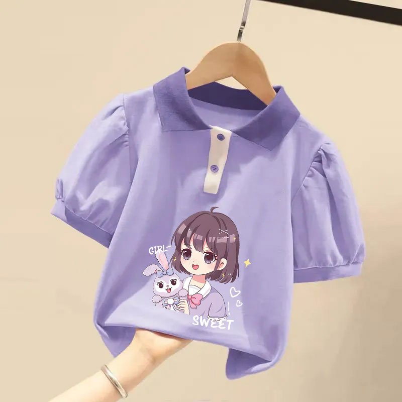 100%纯棉女童Polo领短袖夏季新款
