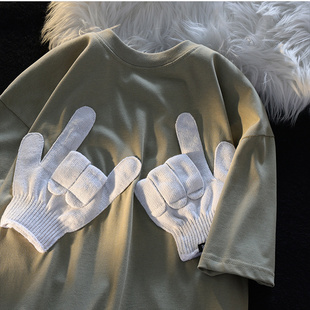 100%纯棉情侣宽松T恤男女大码300斤夏季小众高级街头感短袖上衣