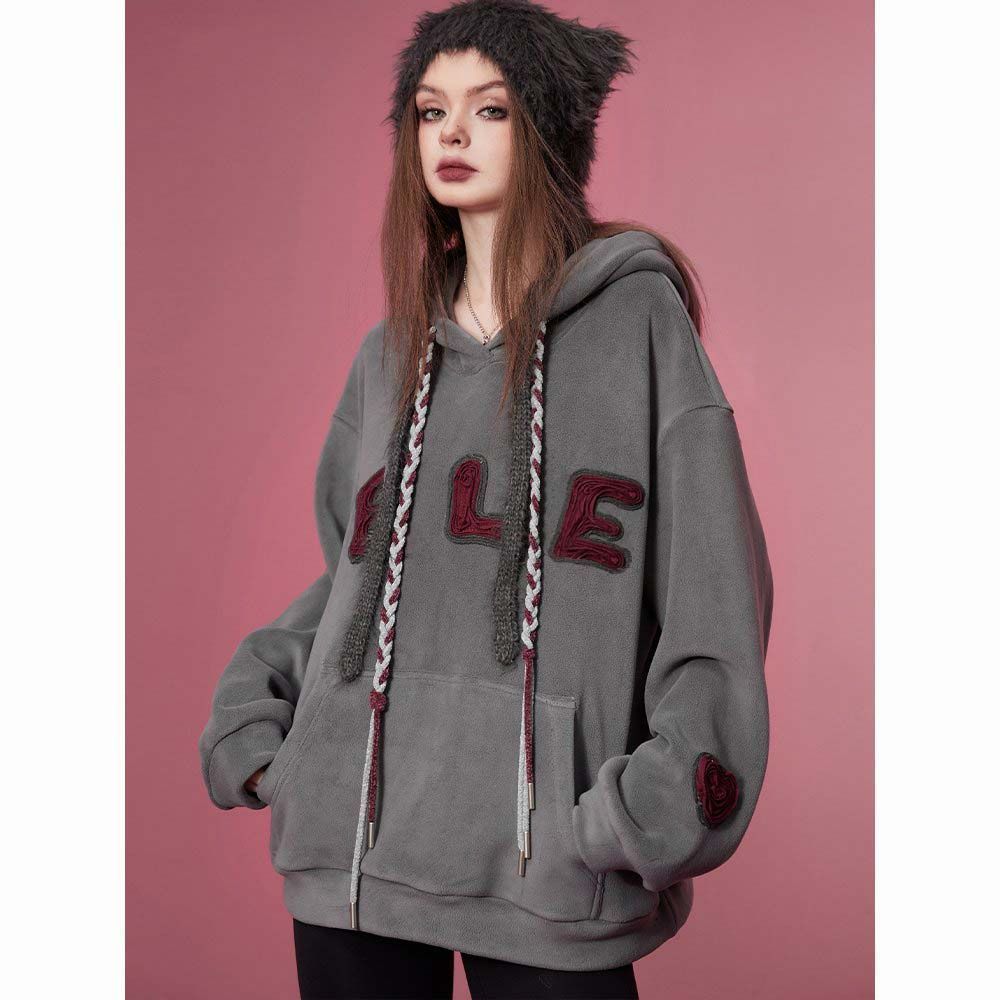 美式时尚简约休闲开衫卫衣秋冬季新款大码复古个性百搭加绒外套