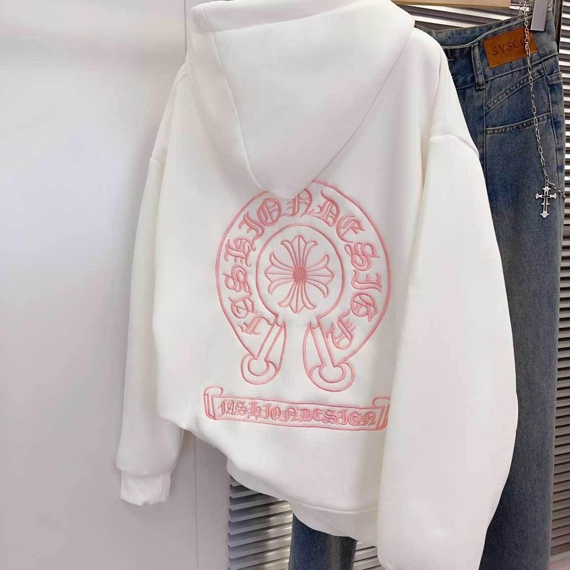 原创纯棉华棉复合银狐绒420g美式高街十字架刺绣设计连帽卫衣