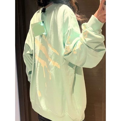 韩系大码300斤薄荷绿圆领无帽卫衣国潮男女秋冬宽松情侣套头上衣