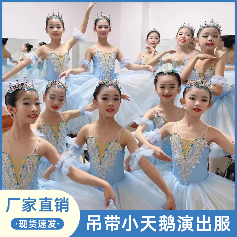 儿童学生芭蕾舞演出服天鹅湖女童芭蕾舞蹈裙大摆长裙蓬蓬裙纱裙