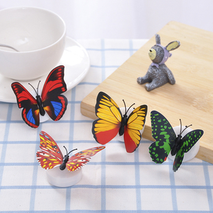 3D双层立体蝴蝶墙贴画LED夜光蝴蝶发光小夜灯床头灯圣诞场景布置