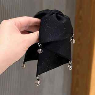 多层蝴蝶结马尾夹星空吊坠气质发夹后脑勺半扎发夹显发量2025头饰