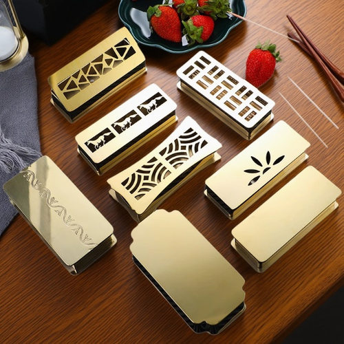 高档不锈钢金色牙签盒